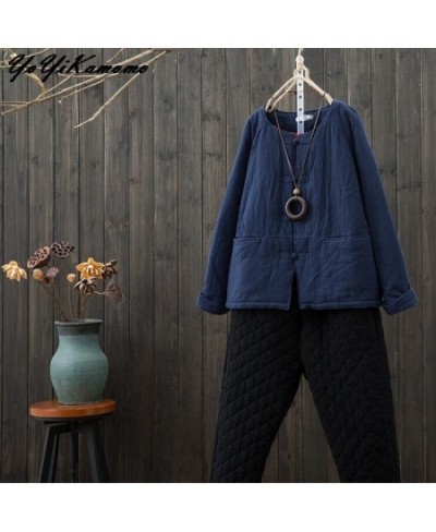 Thick Winter Coat 2023 New Vintage Cotton Chinese Buckle Cotton-padded Warm Loose Women Coat $71.87 - Jackets & Coats
