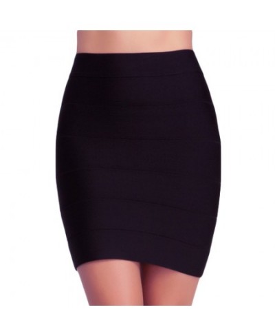 Pink High Waist Rayon Elastic Knitted Sexy Women Strips Mini Bandage Bodycon Pencil Skirt $39.84 - Skirts