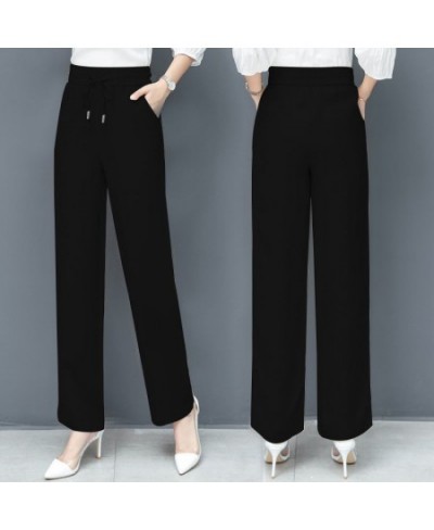 Spring Summer Straight Solid Imitation Jeans Female Wide Leg High Waist Large Size Loose Ice Silk Casual Pants Fashion Women ...