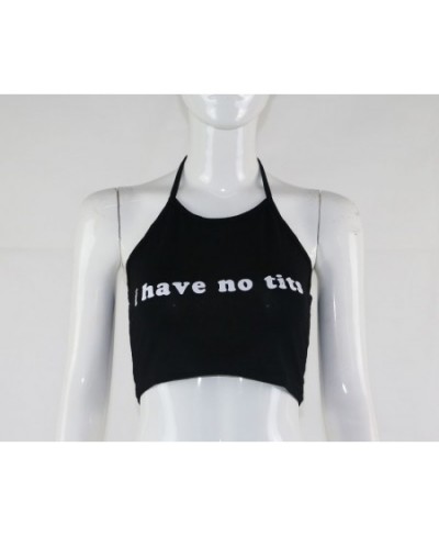2023 Summer Sexy Women Camis Cropped Clothes Bra Crop Top Crop Feminino Funny Letter I Have No Tits Strapless Tops 100% Cotto...