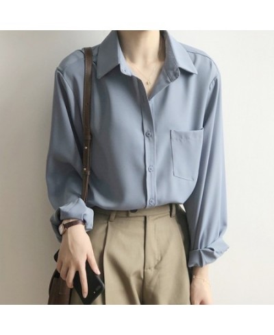 Loose White Shirts for Women Top Turn-down Collar Solid Female Shirts Casual Office Ladies Tops 2022 Spring Summer Blouses $3...