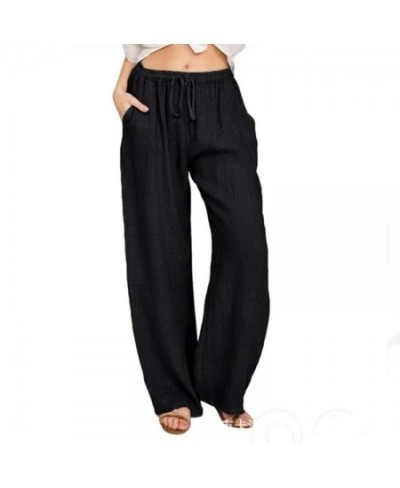 Urban Leisure Big Size Women Pants Solid Loose Linen Pants Women Clothing Drawstring Wide Leg Pants Women Streetwear $26.99 -...