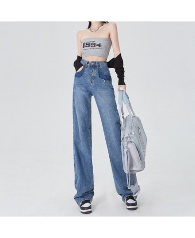High Waist American Vintage Women's Blue Jeans Spring And Summer New Casual Fashion Loose Straight Denim Simple Trousers Fema...