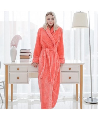 Autumn and Winter Thickening Lengthening Couple Flannel Pajamas for Men Women Bathrobes Increase Coral Fleece $59.32 - Sleepw...