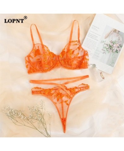 Bra Set Sexy Orange Transparent Lingerie 2 Pcs Underwear Set Sheer Erotic Costumes Porn Intimate Sexy Outfits Exotic Sets $27...