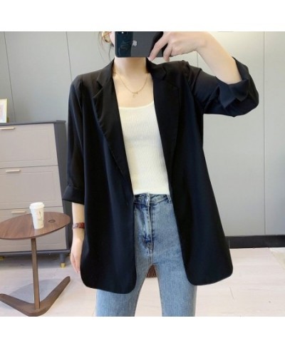 New Spring and Summer Chiffon Small Suit Jacket Loose Sunscreen Suit Mid-length Suit Women's Cardigan Casual Top Blazer Women...