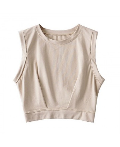 Spring Summer Solid Colour Casual Loose Short O-Neck Tank Tops Sports Vest Folds Top $16.97 - Tops & Tees