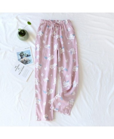 Summer 100% Gauze Cotton Home Pants Women Sleep Bottoms Fresh Print Pajamas Pants Women Wleepwear Ladies Loose Trousers $27.6...