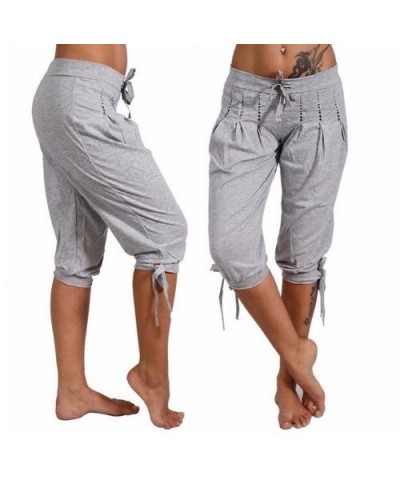 Sports Women Pants Casual Low Rise Drawstring Rhinestone Pleated Sports Capri Pants Short Casual Skinny Pants for Women $34.2...