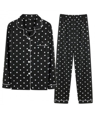 Spring New Ladies Pajamas Set Heart Printed Milk Silk Double-layer Gauze Turn-down Collar Long-sleeve Trousers Household Wear...