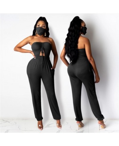 Long Jumpsuit Women 2023 Summer Slash Neck Sleeveless Jumpsuits Sexy Backless Sportswear bodycon Jumpsuits With Mask $36.21 -...