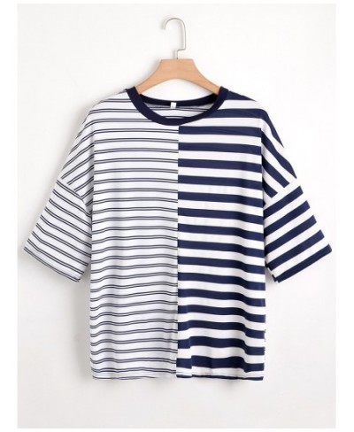 Plus Size Casual T-shirt Women 4XL 5XL 6XL 7XL Female Half Sleeve Round Neck Summer Loose Striped Tops Ladies Large Size Tee ...
