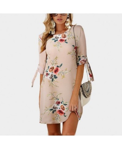 Women Summer Dress Boho Style Floral Print Chiffon Beach Dress Tunic Sundress Loose Mini Party Dress Vestidos $20.21 - Dresses
