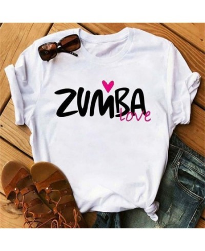 Fashion Zumba Black Tshirt Women's Clothing Fitness Dance Letter Graphic Tees Shirt Sport Gymnastics Femme T-Shirt Tops $23.5...