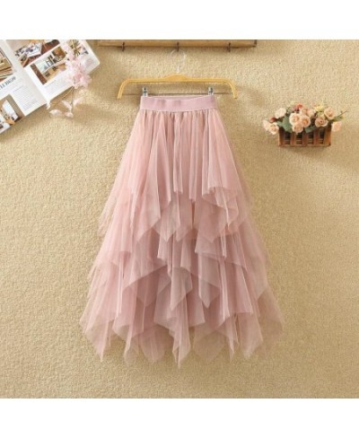 2023 Spring Summer Wild Stitching Sequins Midi Skirts Women Korean Elastic High Waist Irregular Mesh Skirt Jupe Femme Y928 $3...