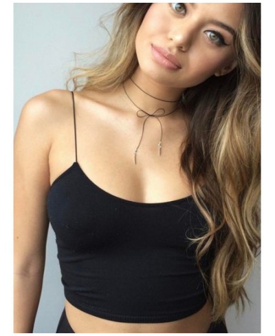 Sexy Tank Top Black Halter Crop Tops Women Summer Camis Backless Camisole Fashion Casual Tube Top Female Sleeveless Cropped $...