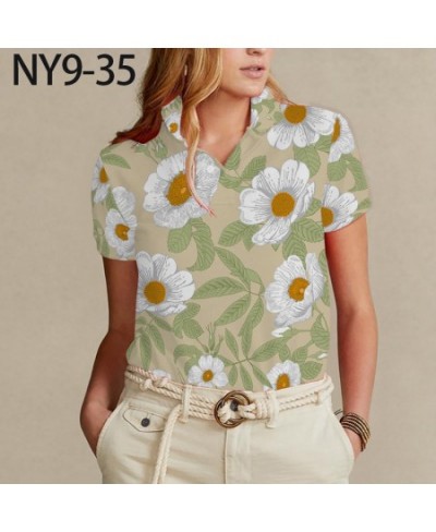 Summer Women's Fashion Button Polo Ms.Short Sleeve HD Digital Print Polyester Breathable T Shirt Ladies Tops $26.80 - Tops & ...