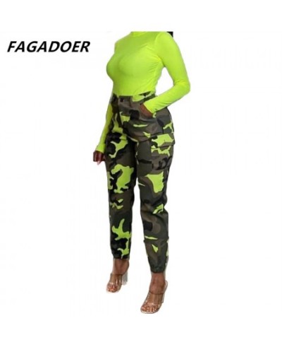 Camouflage Cargo Pants High Waist Stretchy Cool Girl Fashion Army Green Jeans Pants Women 2023 Autumn Streetwear $36.06 - Bot...