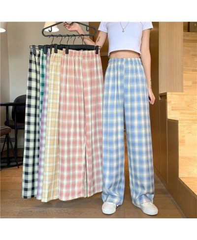 Plaid Pants Women's Summer New High Waist Loose Straight платьелетнее Trousers Casual Pants dresses for women 2022 casual pan...