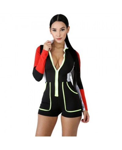 DN8202 Ladies jumpsuit sexy ladies autumn/winter new sexy color block stitching jumpsuit $47.72 - Rompers