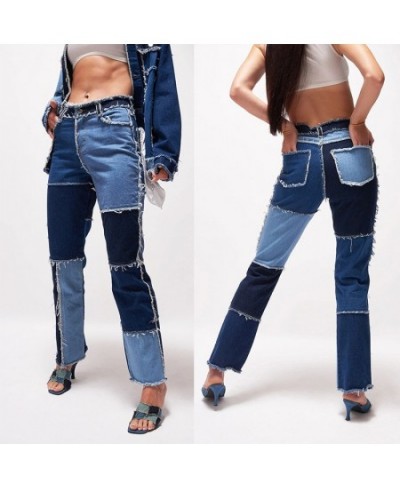 Jeans Women Patchwork Striped Jeans Hip Hop Street Casual High Waist Loose Women's Fashion Cowboy Pants Straight Jeans $55.44...
