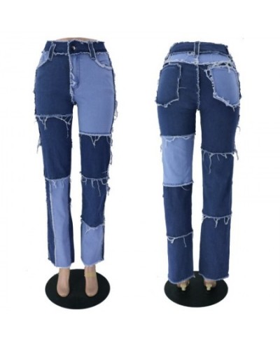 Jeans Women Patchwork Striped Jeans Hip Hop Street Casual High Waist Loose Women's Fashion Cowboy Pants Straight Jeans $55.44...