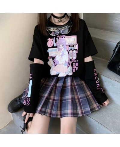 Japanese Jk Stitching Two-Sleeve Short-Sleeved T-Shirt Female Bottoming Shirt Dark Black Women'S Clothing Top Spring Summer $...