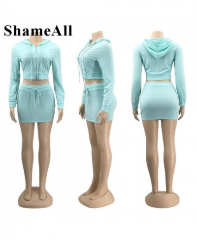 Plus Size Light Green Hoody Crop Tops Mini Skirt 2 Two Piece Set 4XL Women Sweatshirt Drawstring Waist Skirt Sweat Suits $42....