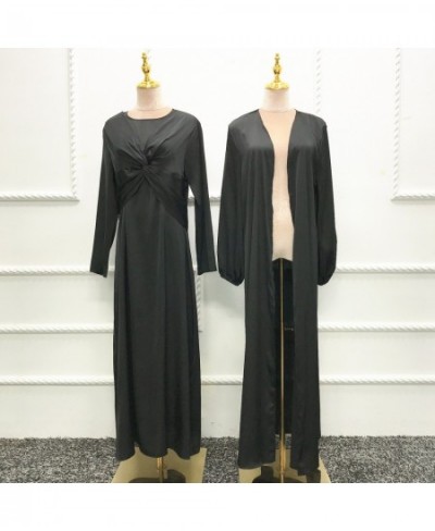 Muslim Cardigan Set Hijab 2022 Turkey Abaya Dubai Fashion Solid Two Piece Set Dress Modest Clothing Ensembles Musulmans $99.8...