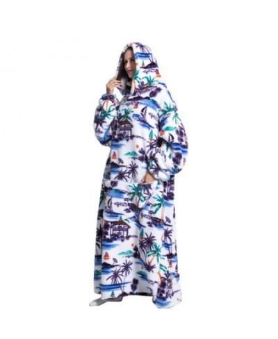 Flannel Blanket Cold-Proof Clothes Hooded Lazy Cotton Velvet Men Women Couple Warm Hoodie Robe Dressing Gown Robe Bal bathrob...