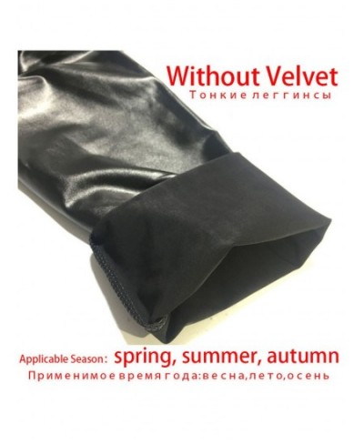 Black Plus Velvet Pants Women Pu Leather Leggings Winter Thickening Keep Warm High Waist Faux Leather Fleece Slim Pants $22.1...