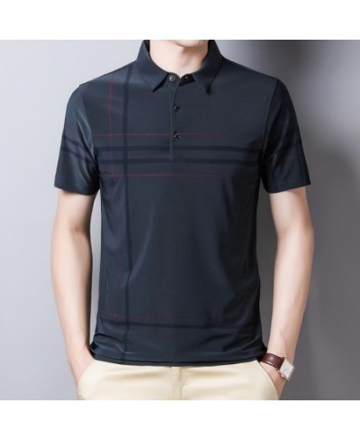 Fashion Slim Men Polo Shirt Black Short Sleeve Summer Thin Shirt Streetwear Striped Male Polo Shirt for Korean Clothing $28.1...