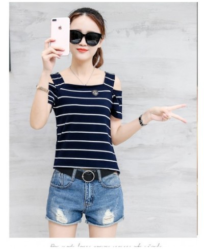 2023 Summer women's short-sleeved Korean version of the word collar loose thin shoulder cotton compassionate students $47.60 ...