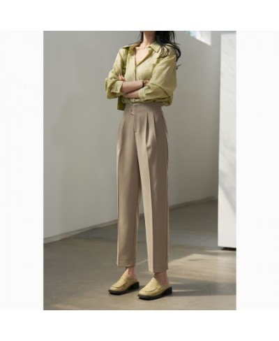 Casual Suit Pants Women 2023 Summer High Waist Solid Ankle-Length Straight Commuter Female Pants Office Lady MXC14K0014 $71.4...