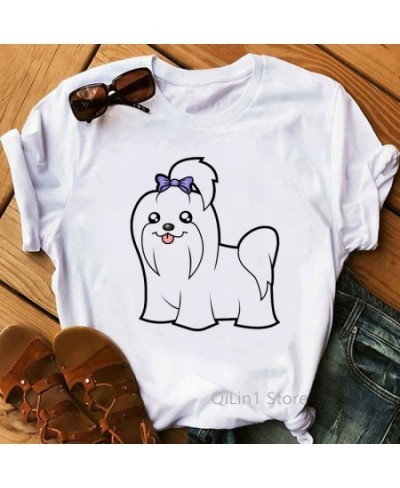 Maltese Print Graphic T Shirts Women Summer White T-Shirt Femme Casual Short Sleeve Summer Top Dog Lover Birthday Gift Clothe...