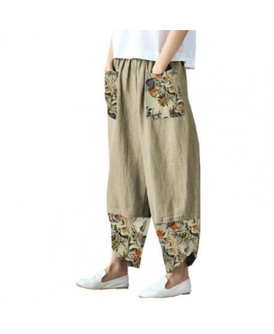 Pants Fashion Ethnic Print Casual Patchwork Pocket Pants Ladies Loose Wide Leg Pants Elegant Street Ladies Pants $27.90 - Pan...