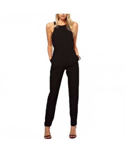 Summer Elegant Womens Rompers Jumpsuit Casual Solid Bodysuit Sleeveless Crew Neck Long Playsuits Plus Size $48.70 - Jumpsuits