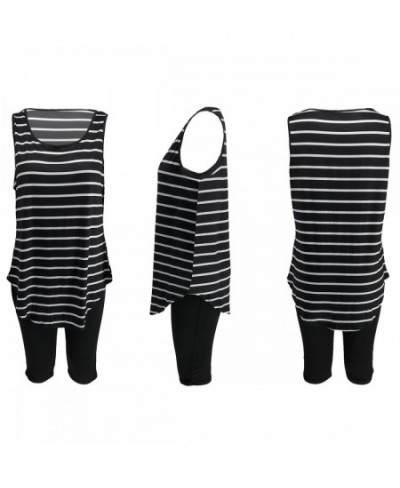 Plus Size Women Set 2022 Summer Striped Tank Tops and Pants Fashion Solid Two Piece Set Sexy Lady Sleeveless Tracksuit $39.88...