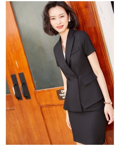 2023 Summer Female Elegant Women's Skirt Suit Single-Breated Blazer Bussiness Jacket Office Lady 2 Pieces Set Plus Size S-4XL...