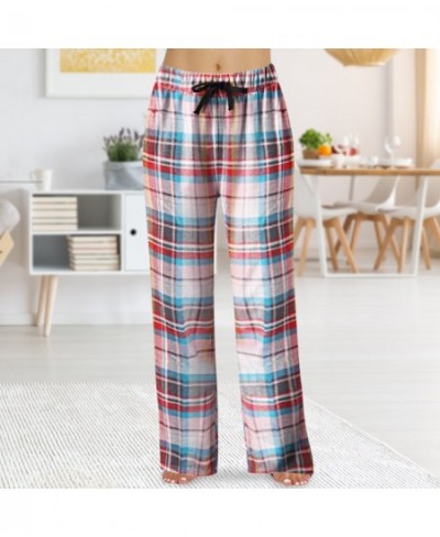Women's Spring Fashion Casual Plaid Lace Cotton Can Be Worn Outside Pajamas Home Pants $74.26 - Sleepwears