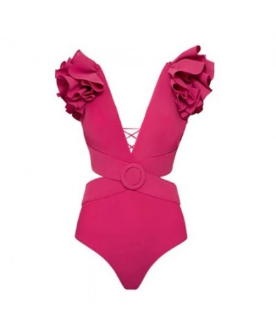Female Retro Swimsuit Holiday Beachwear Red Swimwear Solid Designer Bathing Suit Summer Surf Wear $39.56 - Swimsuit
