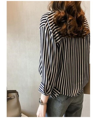 New Women Shirt Clothes Ladies Chic Striped Blouse Spring Summer Long Sleeve Turn Down Collar Casual Fashion Girls Top H9017 ...