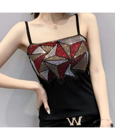 Lady Vest 2022 New Fashion Heavy Industry Hot Drill Beading Blouse Sexy Sleeveless Top Summer Tank Top Women $26.20 - Tops & ...