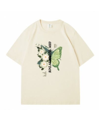 New Women BV Green 100% Cotton T shirts Female Butterfly Printed High Street Tees Lady Casual Short Sleeve Tops $24.22 - Wome...