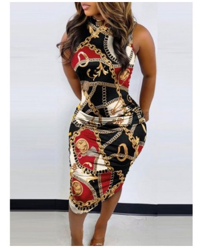 Plus Size Dress Chain Print Patchwork Bodycon Dress Vacation Daily Loose Stretchy Summer Women Clothings $35.76 - Plus Size C...