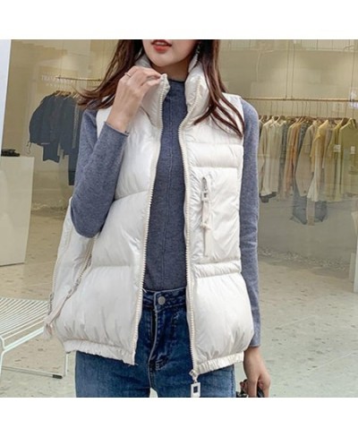 Winter Woman Down Cotton Short Vest Coat Solid Stand Colloar Sleeveless Jacket Plus Size Waistcoat Korean Style Gilet Femme $...