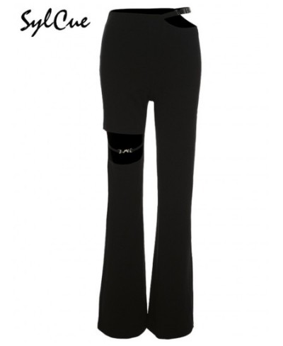 Black Mysterious Sexy Slim Fit All-match Classic Commuter Street Travel Hollow Out Vibrant Women's Weave Trousers $38.37 - Pa...