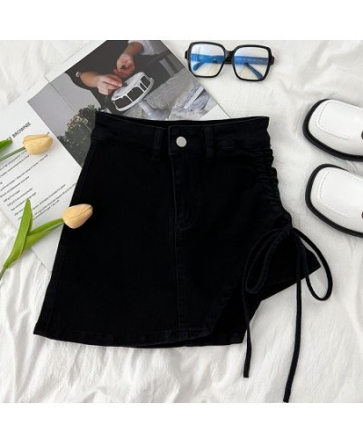 Fashion Jeans Skirt for Women 2023 New High Waisted Drawstring Shirring Slim Mini Skirt Vintage Chic Casual Y2k Skirts $58.29...