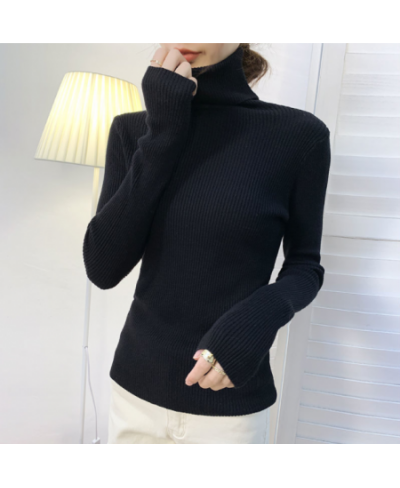Women heaps collar Turtleneck Sweaters Autumn Winter Slim Pullover Women Basic Tops Casual Soft Knit Sweater Soft Warm Jumper...